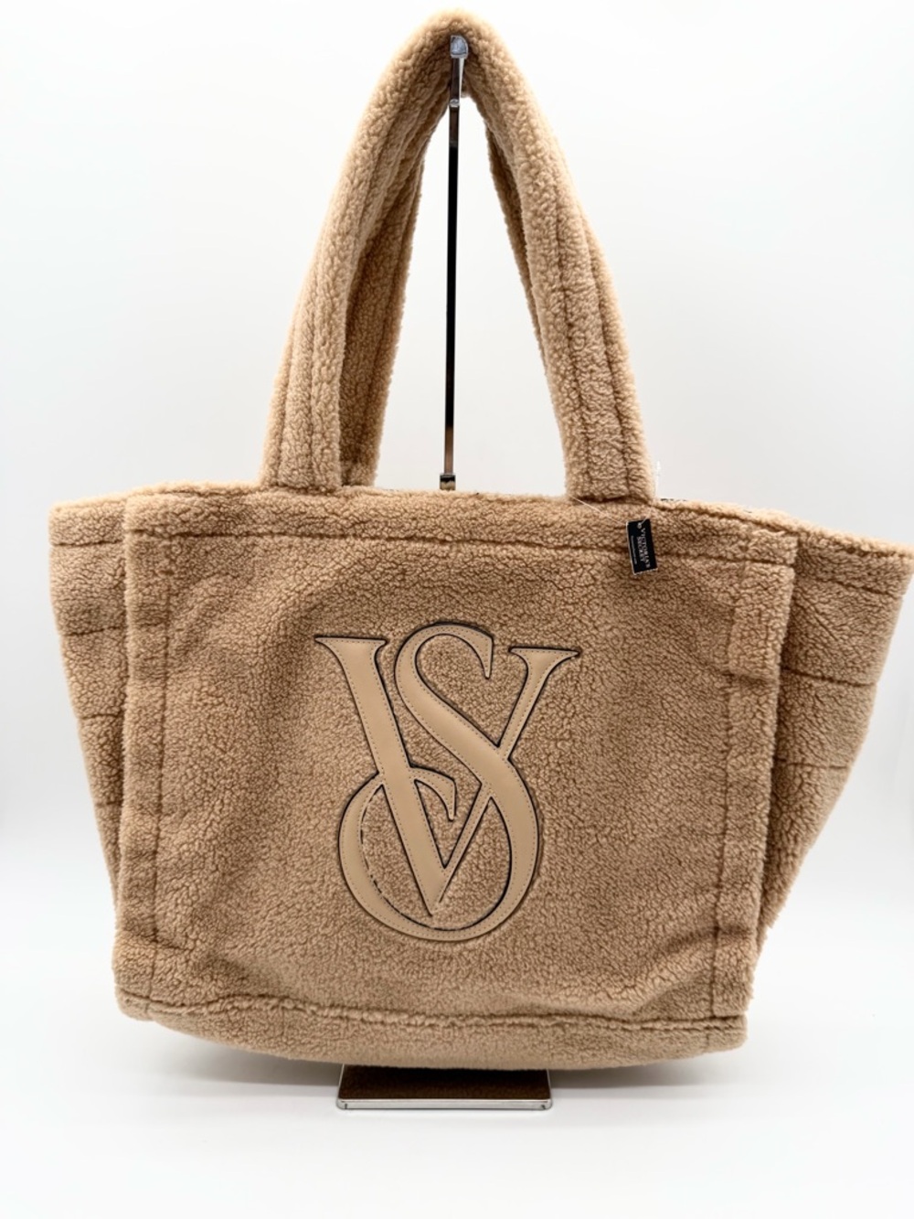 Victoria’s Secret Sherpa Plush Fleece Teddy Bear Tote Bag Logo Large Front Nude